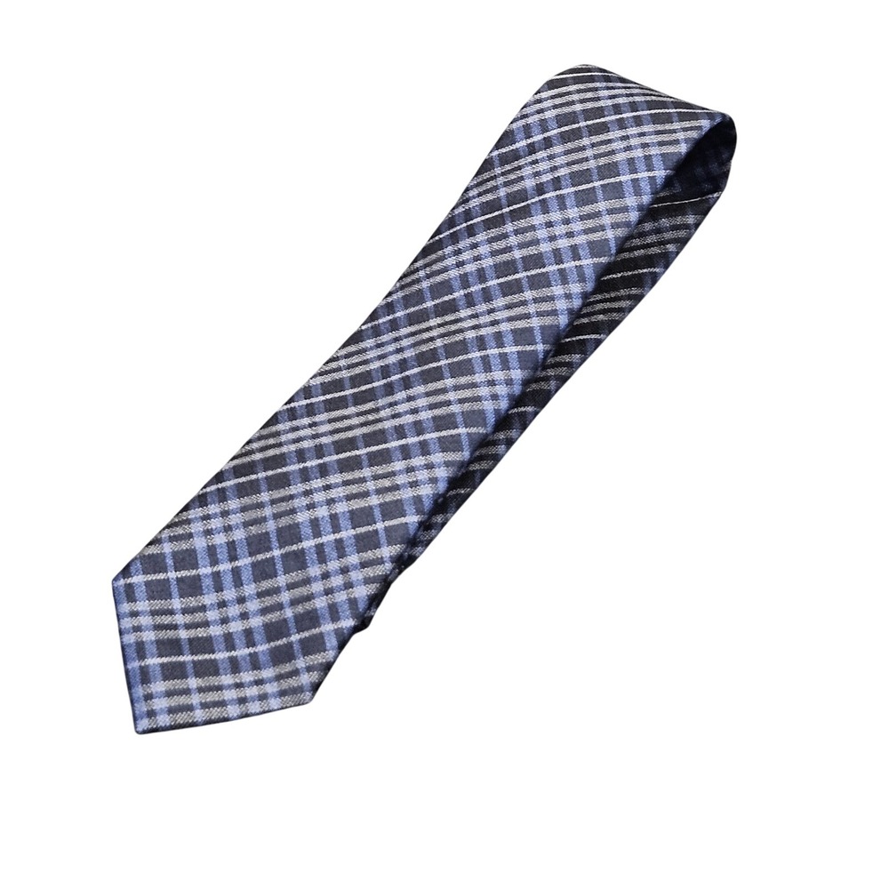 Plaid Necktie Blue‎ Silk Blend Slim Professional Business Tie Preppy Academia